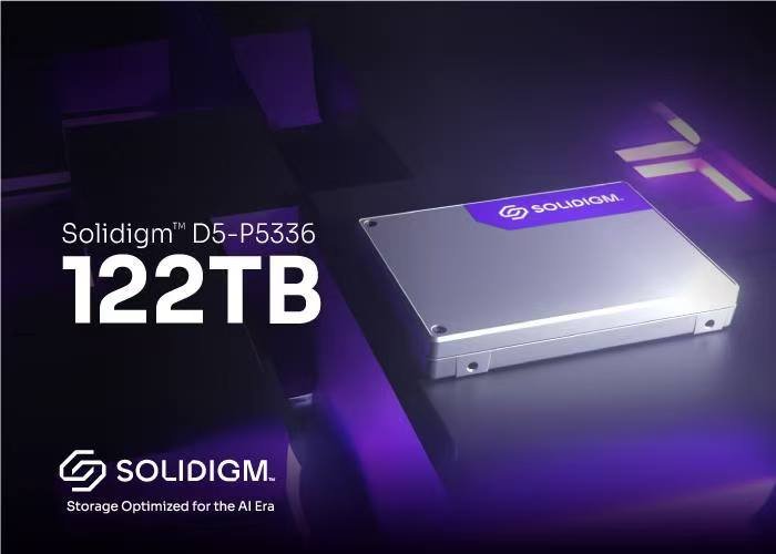 Solidigm发布业界最大容量122TB企业级固态硬盘