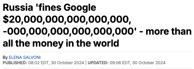 俄罗斯对谷歌开出2000000000000000000000