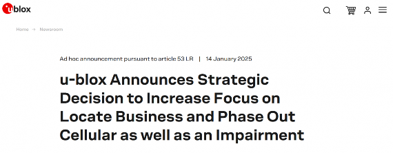 u-blox退出蜂窝物联网市场，全面转向定位技术领域